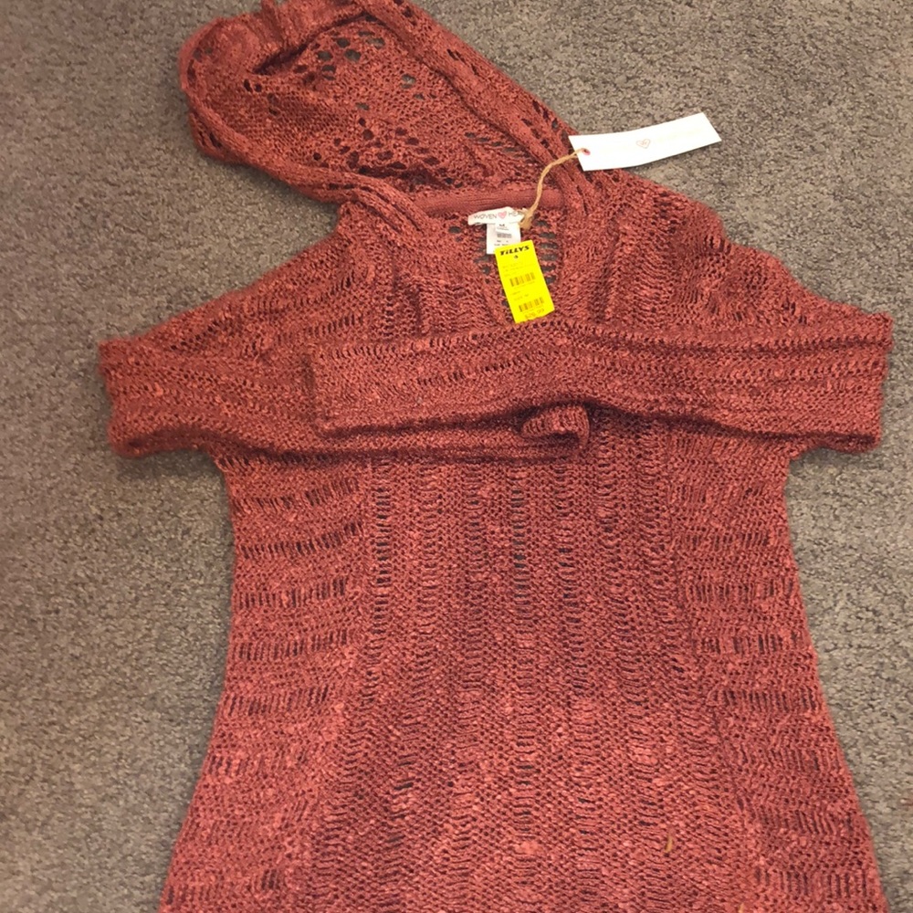 open weave hooded sweater.